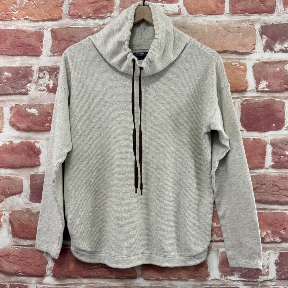 Ralph Lauren Chaps Sweater Women's Small Light Oatmeal Gray Drawstring Collar